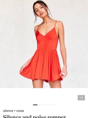 silence + noise Urban Outfitters Red Spaghetti-Strap Mini Romper